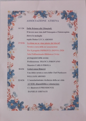CALENDARIO 2026 - Associazione Culturale Athena